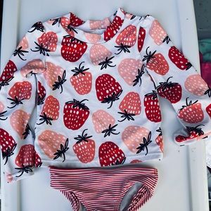 2 piece swimsuit with rash guard top